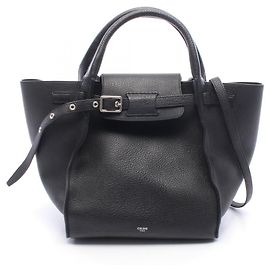 Céline Celine Big Bag Small mala de mão em pele preta Preto