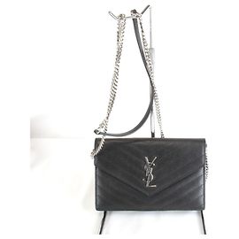Autre Marque Bolsa de ombro Saint Laurent em couro preto Preto