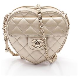 Sac à main pochette Chanel Heart Chain Doré