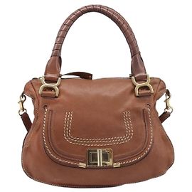 Chloé Chloe Marcie Satchel Leather Medium Marrom