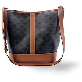 Céline Celine Bucket Triomphe Coated Canvas Small Marron