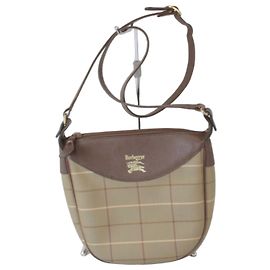 Borsa a tracolla Burberry in pelle e tela Marrone