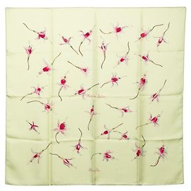 Hermès Pañuelo de seda Hermes Carre 90 Fleurs De Fuchsia Multicolor Verde Fucsia