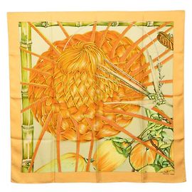 Hermès Carré Hermes 90 Jardin Creole Multicolore Arancione