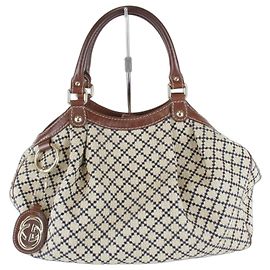 Gucci Handbag Beige Leather and Canvas Beige