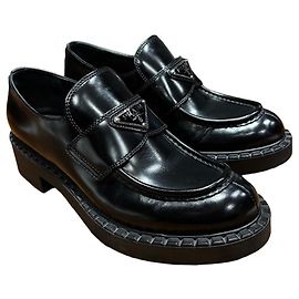 Prada Chocolate Leder-Loafer Schwarz Schwarz