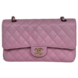 Bolso Chanel Classic Double Flap Medium Caviar Rosa Sakura Otro