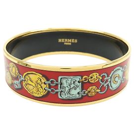 Hermès Hermes Bangle Printed Enamel Wide Red