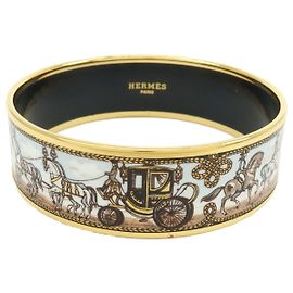 Hermès Bracelete Hermes Caleche Enamel Wide Multicor