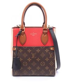 Louis Vuitton Fold Tote PM Bolso 2-Way Castaño Multicolor Fucsia