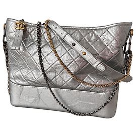 Borsa Chanel Gabrielle Hobo Large in Pelle Metallizzata Argento Argento