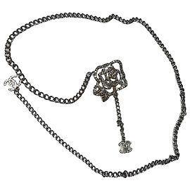 Chanel Silver Metal Camellia Belt Silvery