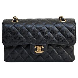 Chanel Classic Double Flap Small Caviar Preto Ouro Outro