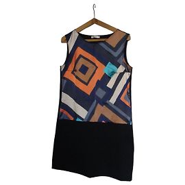 Autre Marque Promod Trägerkleid mit geometrischem Print Schwarz Mehrfarben