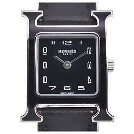 Hermès Hermes Heure H Quartz Plattiertes Metall und Leder 21 Andere