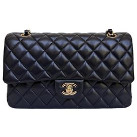 Chanel Classic Double Flap Medium Pelle Agnello Nero Altro