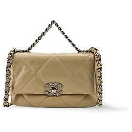 Chanel 19 Flap Quilted Leather Medium Beige