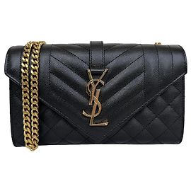 Autre Marque Saint Laurent Borsa a Patta Envelope Small Pelle Nera Altro