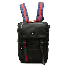Gucci Techno Canvas Sherry Line Animalier Backpack Black Red Blue