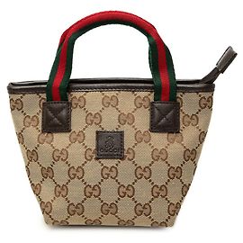 Mini sac à main Gucci GG Canvas Sherry Line Marron Beige