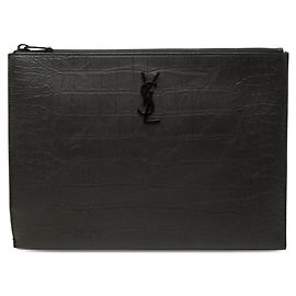Autre Marque Bolso clutch de piel negra Saint Laurent Negro