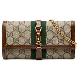 Gucci GG Supreme Jackie 1961 Chain Wallet Brown Beige