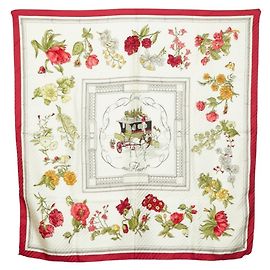 Hermès Hermes Carre 90 Quai aux Fleurs Schal Pink Weiß
