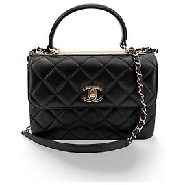Chanel Trendy Crystal CC Top Handle Quilted Lambskin Mini Preto