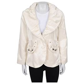 Chloé White Fitted Jacket with Voluminous Collar Sz.40 Pre-owned Other