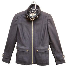Burberry Navy Blue Wool & Cashmere Short Jacket Dark blue
