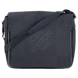 Louis Vuitton Borsa a Tracolla Vintage Damier Geant Loup Noir in Tela Nera Nero