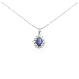 Autre Marque Collier en Pt900 Pt850 avec saphir et diamant Argenté