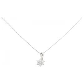 Autre Marque Colar de flores em ouro branco Au750 e diamantes Prata