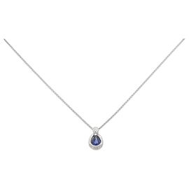 Autre Marque Colar de Platina com Safira Pt900 Pt850 Azul