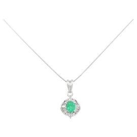 Autre Marque Collier Émeraude et Diamant Pt900 Pt850 Vert