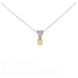 Autre Marque Collier Pt900 Pt850 Saphir et Diamant Argenté