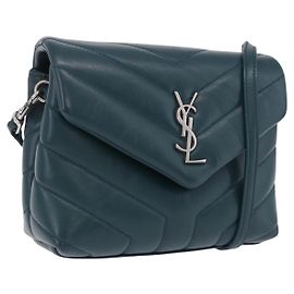Autre Marque Saint Laurent Lulu Shoulder Bag Cuir Vert Argent 467072 Autre