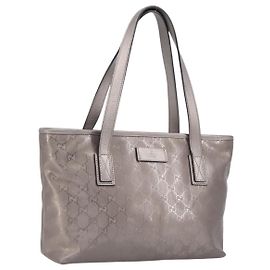 GUCCI GG Implementation Tote Bag PVC Leather Silver 211138 Altro