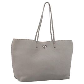 FENDI Celeria Carla Tote Bag Cuir Gray Silver Autre