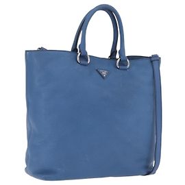 PRADA Tote Bag Leather 2way Blue Silver Altro