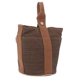 Hermès HERMES Sakso PM Hand Bag Canvas Brown Silver Andere