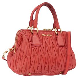 Miu Miu Matelasse Hand Bag Leather 2way Orange Gold Altro