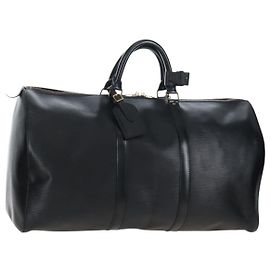 LOUIS VUITTON Epi Keepall 50 Boston Bag Noir M42962 LV Outro