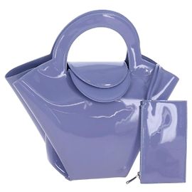 Bottega Veneta Sac à main Cuir verni Purple Silver Autre