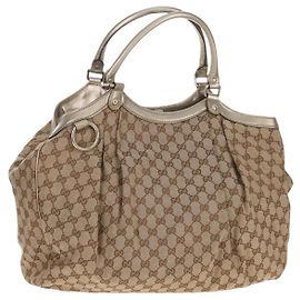 GUCCI GG Canvas Handtasche Beige Gold 211943 Andere