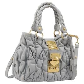 Miu Miu Hand Bag Leather 2way Gray Gold Altro