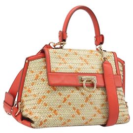 Salvatore Ferragamo Sac à Main Cuir 2way Orange Gold Autre