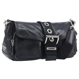 Bolso de hombro PRADA Leather Black Silver Otro