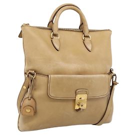 Miu Miu Sac à main en cuir 2way Beige Ton Or Autre