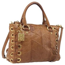 Miu Miu Hand Bag Leather 2way Brown Gold Altro